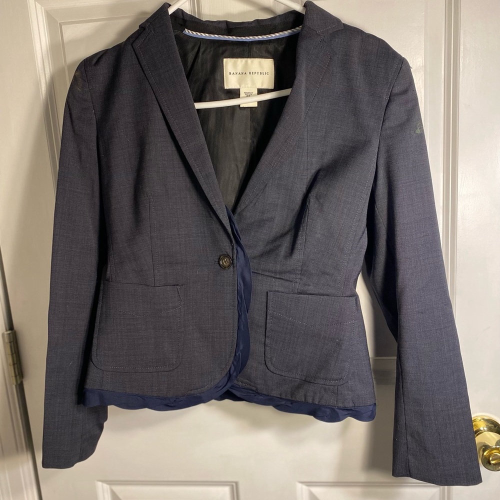 COPY - Banana Republic Navy suit coat with cute trim size 8 petite.